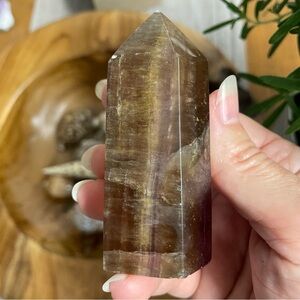 Brown honey banded fluorite Crystal Tower